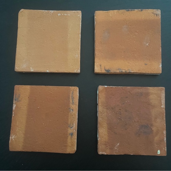 Mexican Hand Painted Terra-Cotta Talavera Vintage Tiles Set of 4 - Picture 10 of 11